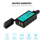 WUPP ZH-1422C1 Motorcycle Square Dual USB Fast Charging Charger with Switch + Integrated SAE Socket, ZH-1422C1