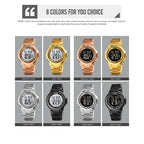 SKMEI 1712 Dual Time LED Digital Display Luminous Stainless Steel Strap Electronic Watch