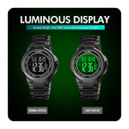 SKMEI 1712 Dual Time LED Digital Display Luminous Stainless Steel Strap Electronic Watch