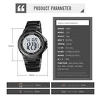 SKMEI 1712 Dual Time LED Digital Display Luminous Stainless Steel Strap Electronic Watch