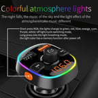 BC52 QC3.0 Fast Charging Car Colorful Atmosphere Light Bluetooth MP3 Player FM Transmitter, BC52
