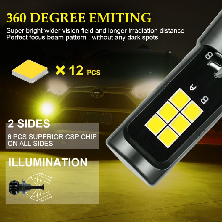 DC9-32V / 3000LM / 30W / 6000K+3000K IP65 Car LED Double Color Fog Light with 12LEDs CSP Lamp Beads, 2 PCS EV15 H1, 2 PCS EV15 H3, 2 PCS EV15 H7