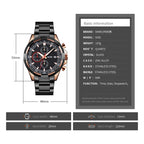 SKMEI 9192 Men Calendar Timing Stainless Steel Belt Luminous Quartz Watch