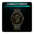 SKMEI 9193 Men Golden Dragon Pattern Calendar Dial Luminous Quartz Watch