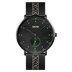 SKMEI 9218 Men Horizontal Striped Arabic Numeral Dial Mesh Belt Quartz Watch