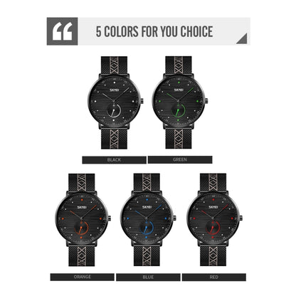 SKMEI 9218 Men Horizontal Striped Arabic Numeral Dial Mesh Belt Quartz Watch