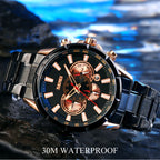 SKMEI 9241 Men Calendar Stopwatch Stainless Steel Strap Quartz Watch