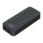 ORICO CT2U3-7AB-WH 7 In 1 Plastic Stripes Multi-Port USB HUB with Individual Switches, CT2U3-7AB-BK US Plug, CT2U3-7AB-WH US Plug