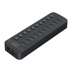 ORICO CT2U3-10AB-WH 10 In 1 Plastic Stripes Multi-Port USB HUB with Individual Switches, CT2U3-10AB-BK US Plug, CT2U3-10AB-WH US Plug