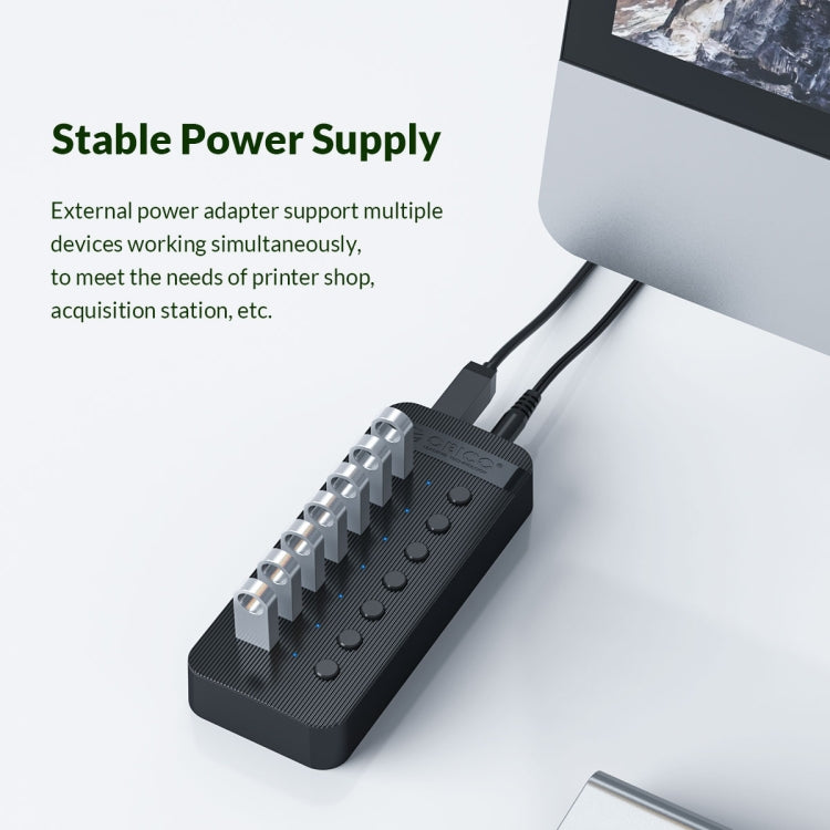ORICO CT2U3-10AB-WH 10 In 1 Plastic Stripes Multi-Port USB HUB with Individual Switches, CT2U3-10AB-BK US Plug, CT2U3-10AB-WH US Plug
