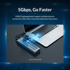 ORICO AT2U3-7AB-GY-BP 7 In 1 Aluminum Alloy Multi-Port USB HUB with Individual Switches, 7AB
