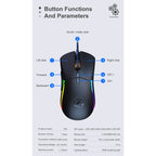 iMICE T60 7-key Custom Colorful Luminous Wired Honeycomb Gaming Mouse, Cable Length: 1.8m, T60