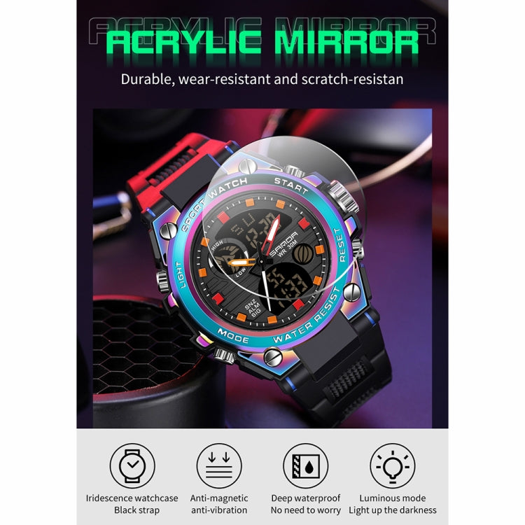 SANDA Dual Digital Display Luminous Stopwatch Chronograph Alarm Clock Men Quartz Sports Watch