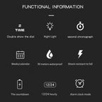 SANDA 6025 Dual Time Digital Display Luminous Calendar Waterproof Multifunctional Men Sports Quartz Watch