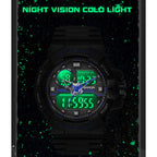 SANDA 6025 Dual Time Digital Display Luminous Calendar Waterproof Multifunctional Men Sports Quartz Watch