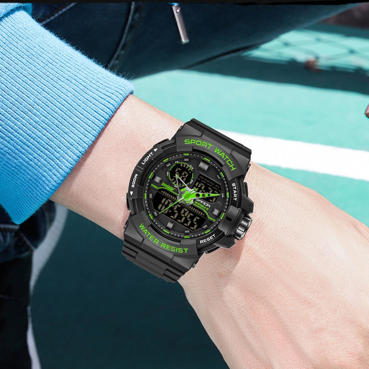 SANDA 6025 Dual Time Digital Display Luminous Calendar Waterproof Multifunctional Men Sports Quartz Watch