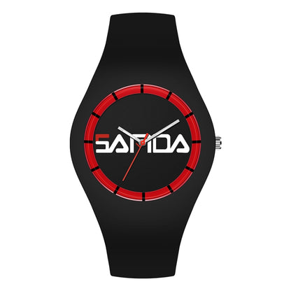SANDA 6076 Simple Scale Round Dial Ladies Silicone Strap Quartz Watch