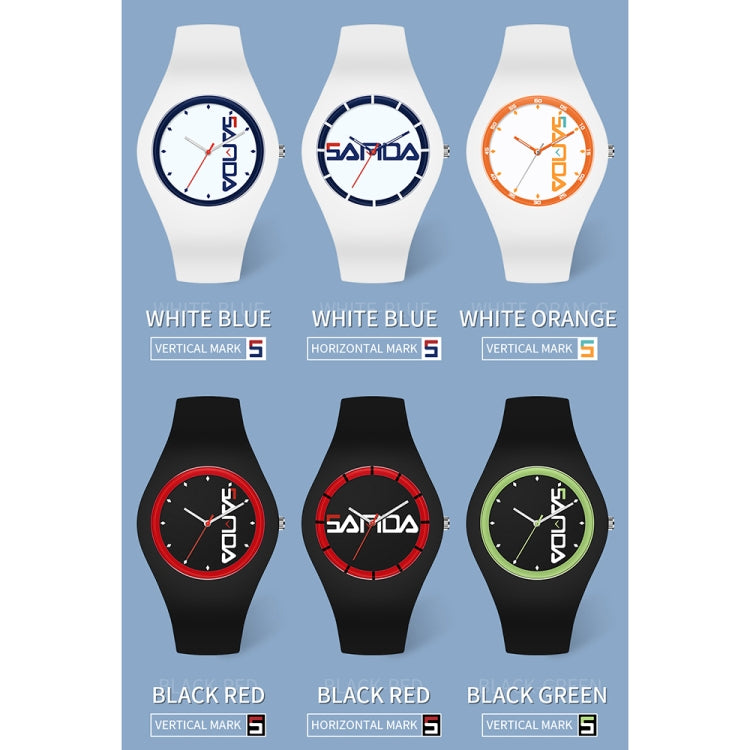 SANDA 6076 Simple Scale Round Dial Ladies Silicone Strap Quartz Watch