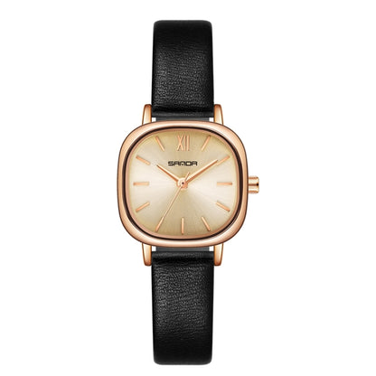 SANDA P1098 Simple Bar Scale Oval Dial Quartz Watch for Women