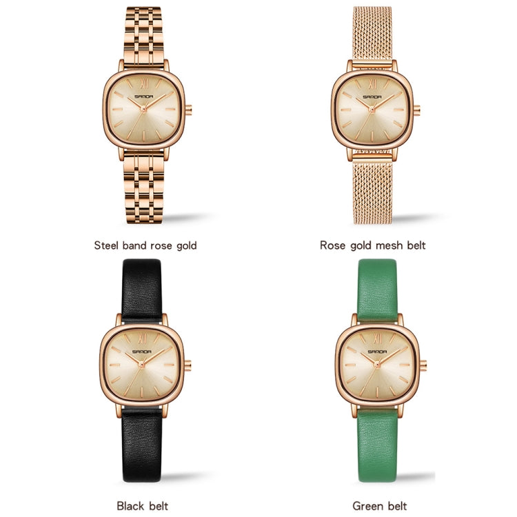SANDA P1098 Simple Bar Scale Oval Dial Quartz Watch for Women
