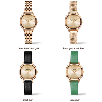 SANDA P1098 Simple Bar Scale Oval Dial Quartz Watch for Women