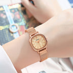 SANDA P1098 Simple Bar Scale Oval Dial Quartz Watch for Women