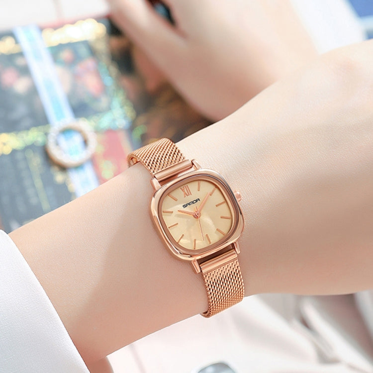 SANDA P1098 Simple Bar Scale Oval Dial Quartz Watch for Women