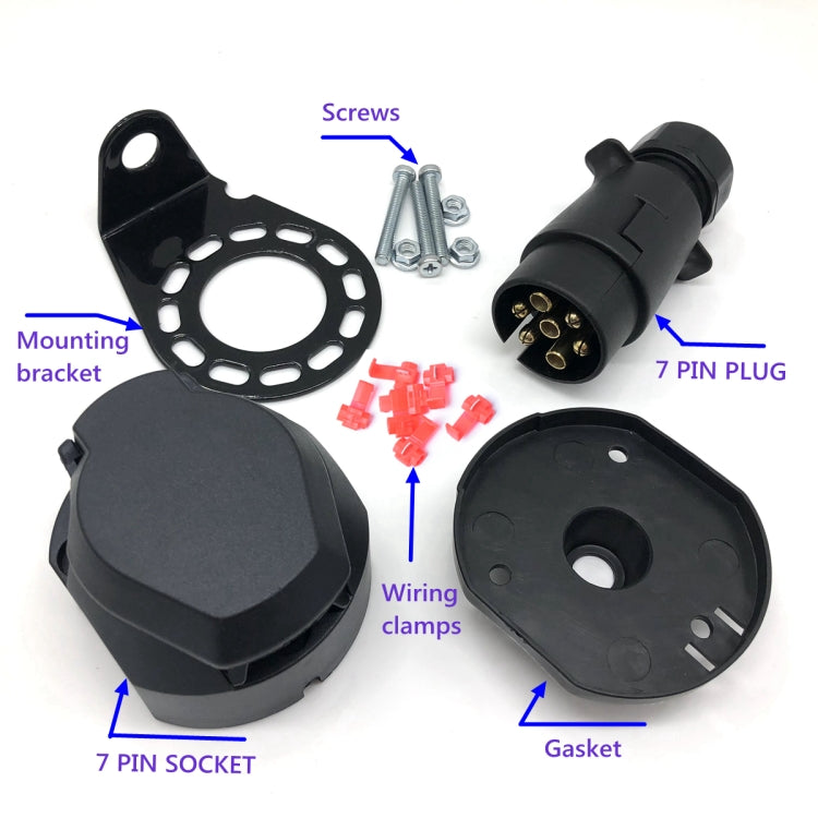 7 Pins 12N Electrics Converter Trailer Caravan Plug and Socket Adapter Connector, A0364