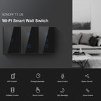 T3 US-TX 433 RF WIFI Smart Remote Control Wall Touch Switch, US Plug, Style:Three Buttons, Single Button, Double Buttons, Three Buttons