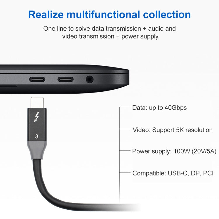 100W USB-C / Type-C 4.0 Male to USB-C / Type-C 4.0 Male Two-color Full-function Data Cable for Thunderbolt 3, 0.31m, 0.61m, 0.95m, 1.22m
