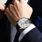 OLEVS 9912 Hollow Flywheel Week Calendar Dial Luminous Mechanical Watch for Men