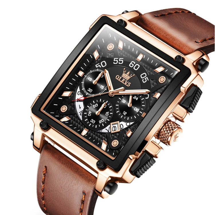 OLEVS 9919 Square Dial Chronograph Luminous Quartz Watch for Men