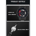 SANDA 1062 360 Degree Hollow Spinning Dial Steel Strap Quartz Watch for Men, 1062 Steel Strap