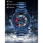 SANDA 1062 360 Degree Hollow Spinning Dial Steel Strap Quartz Watch for Men, 1062 Steel Strap