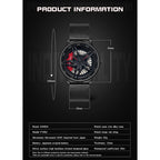 SANDA 1062 360 Degree Hollow Spinning Dial Mesh Strap Quartz Watch for Men, 1062 Mesh Strap