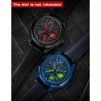 SANDA 1065 3D Hollow Out Wheel Non-rotatable Dial Quartz Watch for Men, Steel Belt, Leather Belt, Mesh Belt