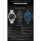 SANDA 1065 3D Hollow Out Wheel Non-rotatable Dial Quartz Watch for Men, Steel Belt, Leather Belt, Mesh Belt