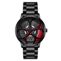 SANDA 1070 3D Oval Hollow Out Wheel Non-rotatable Dial Quartz Watch for Men, Steel Belt, Leather Belt, Mesh Belt