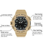 SANDA 3101 Dual Time Dispay Dial Luminous Timer Alarm Clock Electronic Watch for Men