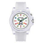 SANDA 6078 Fluorescent Calendar Dial Transparent Strap Quartz Watch for Women