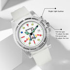 SANDA 6078 Fluorescent Calendar Dial Transparent Strap Quartz Watch for Women