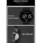 SANDA 8011 Touch Screen LED Digital Display Round Dial Electronic Watch for Men