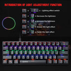 HXSJ V900 61 Keys Cool Lighting Effect Mechanical Wired Keyboard, Black Red, Black White, Black, White