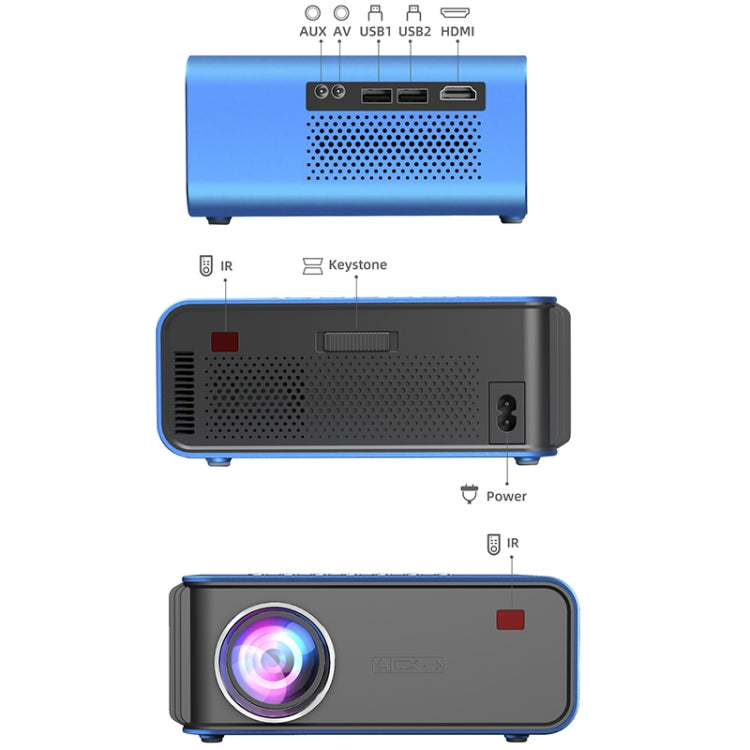 T4 Regular Version 1024x600 1200 Lumens Portable Home Theater LCD Projector, US Plug, EU Plug, UK Plug, AU Plug