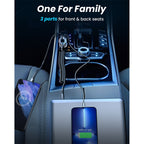 JOYROOM JR-CL07 3 in 1 72W PD USB-C / Type-C + USB Interface Car Charger with USB-C / Type-C Spring Data Cable, JR-CL07