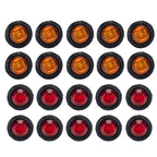20 in 1 Red + Amber Light Truck Trailer LED Round Side Marker Lamp, A5014