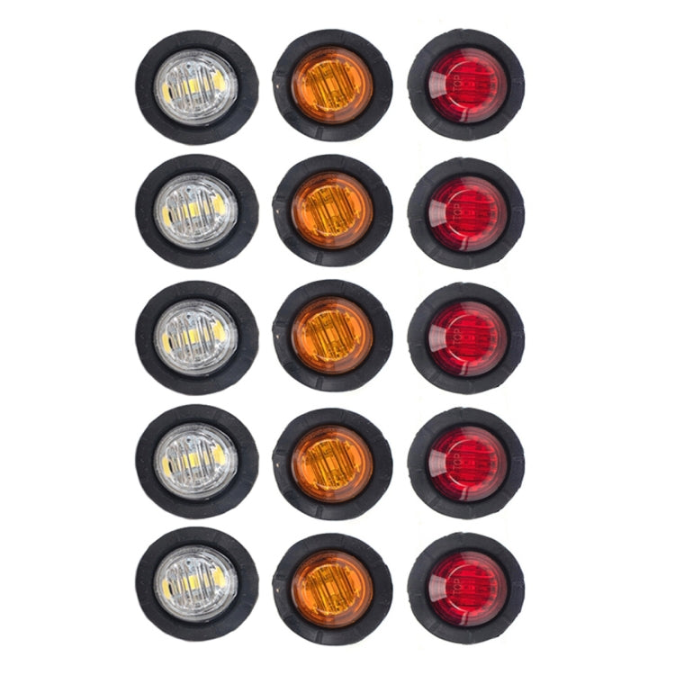 15 in 1 Red + Amber + White Light Truck Trailer LED Round Side Marker Lamp, A5015