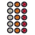 15 in 1 Red + Amber + White Light Truck Trailer LED Round Side Marker Lamp, A5015