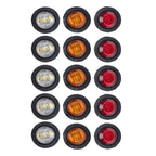 15 in 1 Red + Amber + White Light Truck Trailer LED Round Side Marker Lamp, A5015