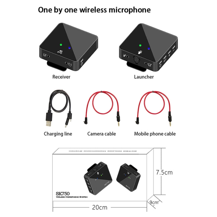 SK750 Type-C Charging One for One Wireless Lavalier Mini Microphone, One for One